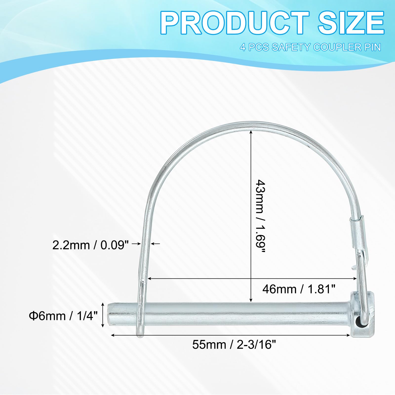PATIKIL Trailer Coupler Pin 1/4x2-3/16x1.81"(D*L*IW) - Image 2