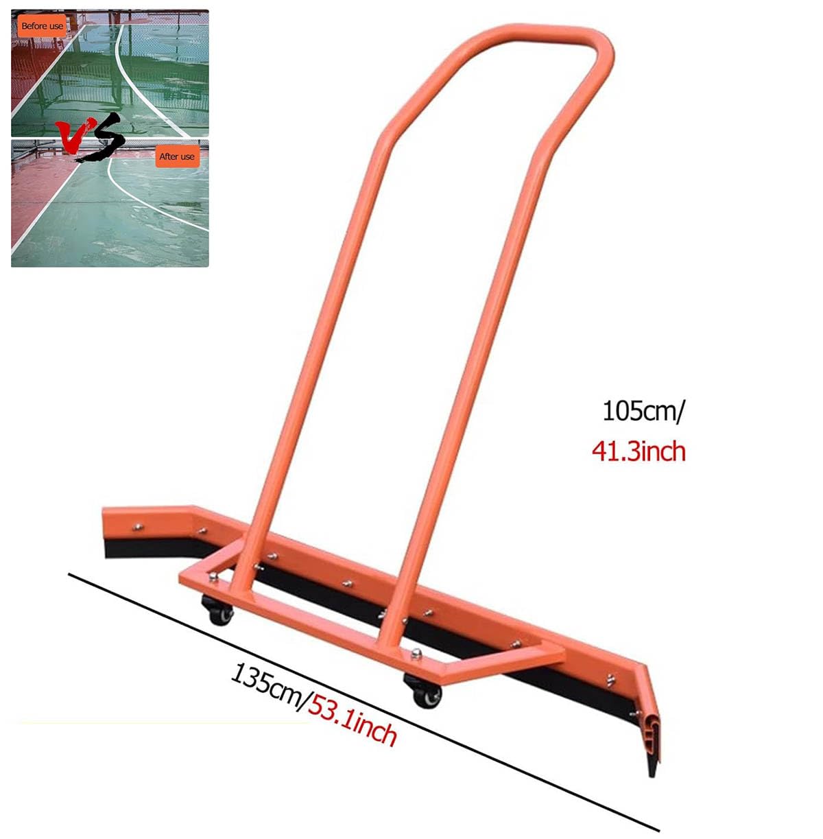 Escobilla de Goma para Pistas de Tenis, escobilla de Goma Profesional, secador de Alta Resistencia para Pistas Deportivas con Herramienta y Ruedas. (Silver)