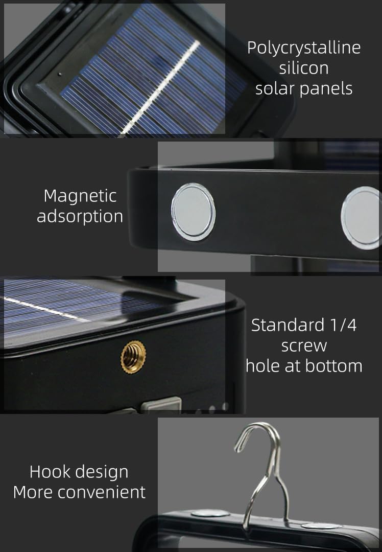 4 Pcs Portable LED Camping Light, USB Charging, Rechargeable, Black, 500 Lumen, Waterproof, Modern Style, Outdoor Use