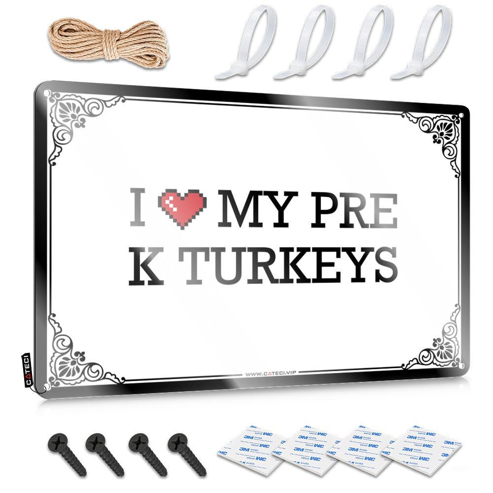 Fzfn Colour Country Retro Wall Decor, Necessities Nice I Love My Pre K Turkeys | Farmhouse Classroom Decor(30X40cm)