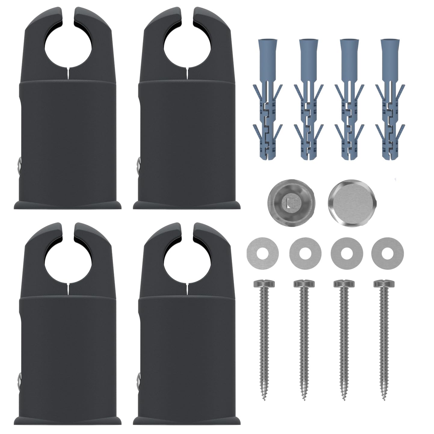 Myhomeware Clamp Brackets for Heated Towel Rail Radiators Flat & Curved (Anthracite, 19mm Tube Width)