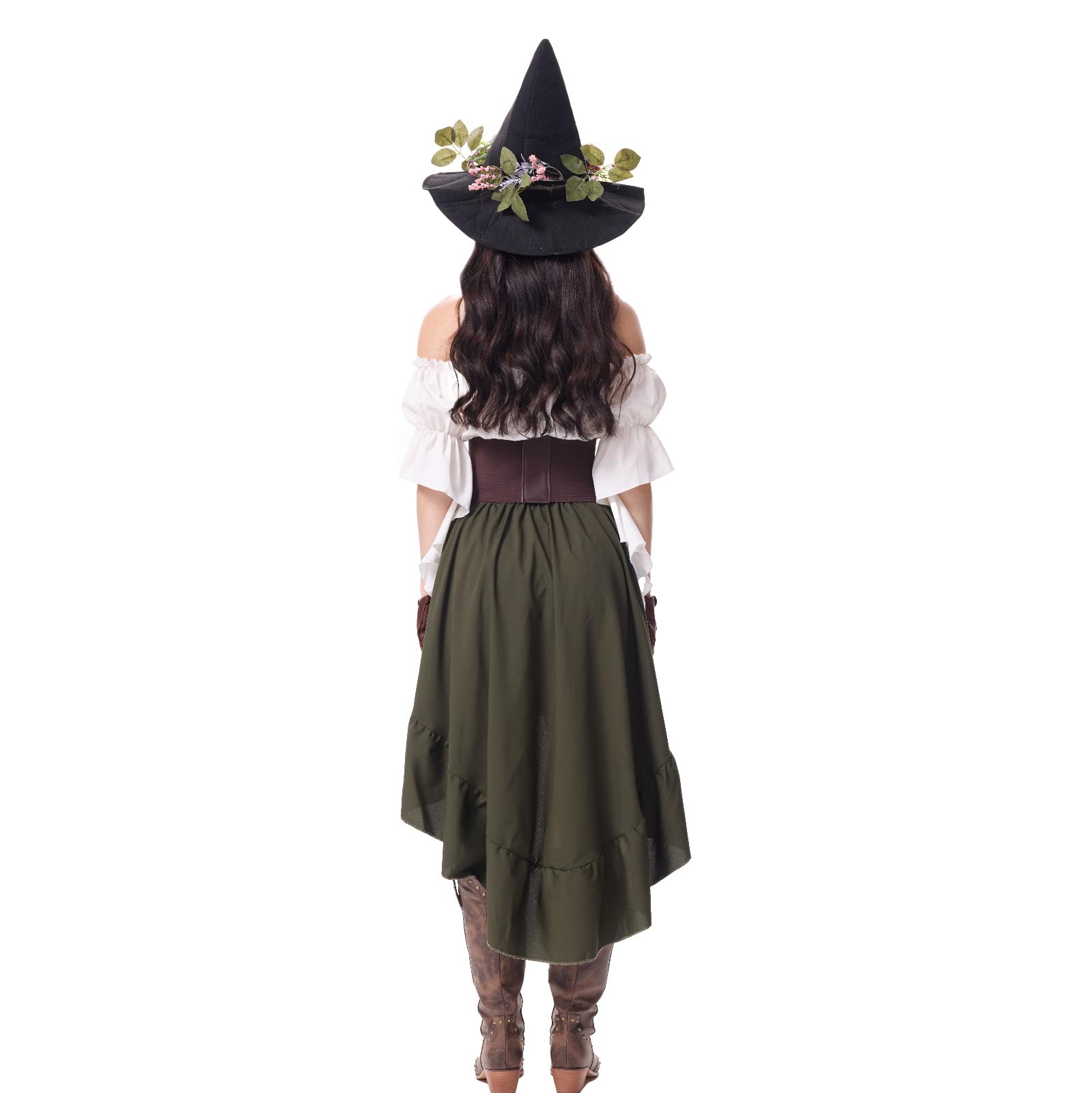 Ansenesna Halloween Kostüm Damen Set Piratenkostüm Damen Komplett Set | Hexenkostüm Mittelalter Kleidung Mieder Bluse Kurzarm Schulterfrei Rock Kurz Gothic Kleidung Vintage Elegant Faschingskostüme