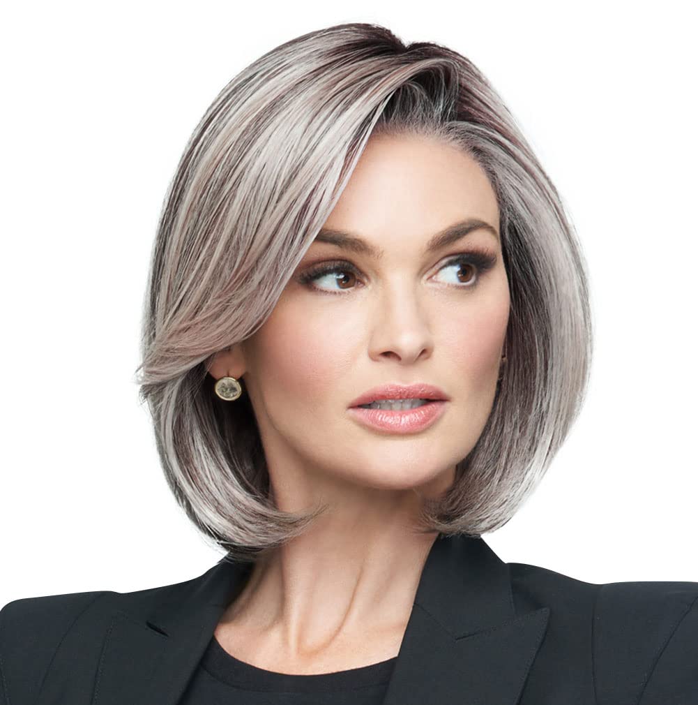 Raquel Welch Portrait Mode Soft Smooth Layered Chin Length Bob Wig by Hairuwear, Average Cap, RL51/61 Iced Granita