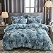 WERDIM Shaggy Fluffy Tie Dye Duvet Cover Set Button Closure Velvety Bedding Set Comforter Cover with Pillowcases Tie Dye Turquoise, Twin Size