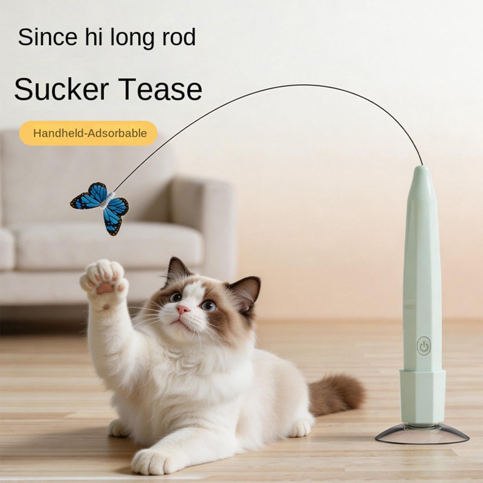 Générique Giocattolo Gatto Automatico - Canna Da Gioco Interattiva con | Canna Elettrica Gatto con Farfalla | per Tutte le Razze Arricchimento Esercizio Giocoso Stimolazione