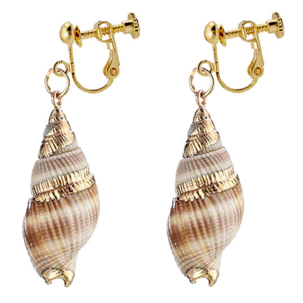 Fashion Ocean Seashell Conch Dangle Drop Clip On Earrings Non-Pierced Jewelry for Grils Women