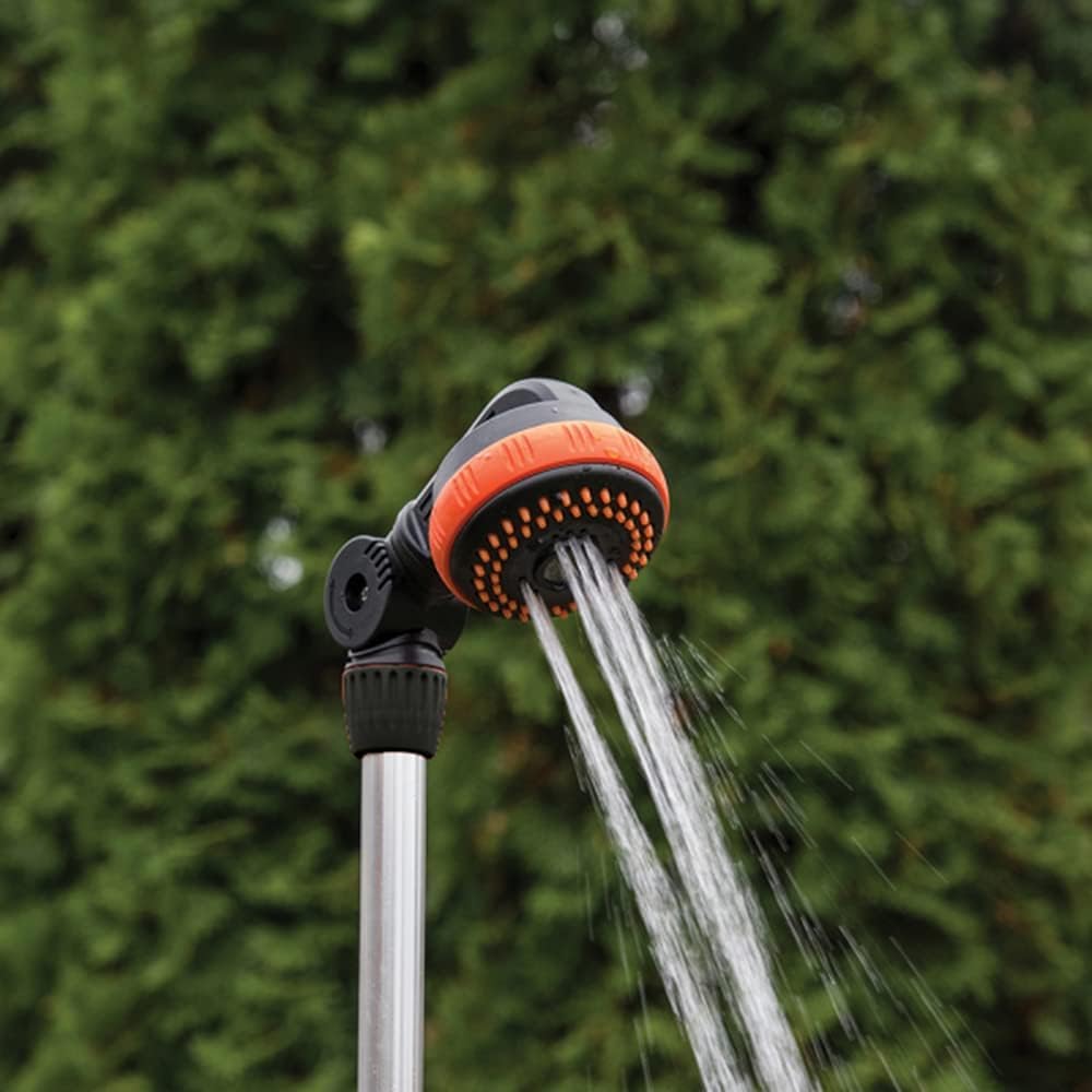 Suinga Doccia da Giardino Regolabile con treppiede da 2 m | Doccia da Campeggio con soffione inclinabile Rimovibile | Doccia per Piscina 2 in 1 in Alluminio anticorrosione