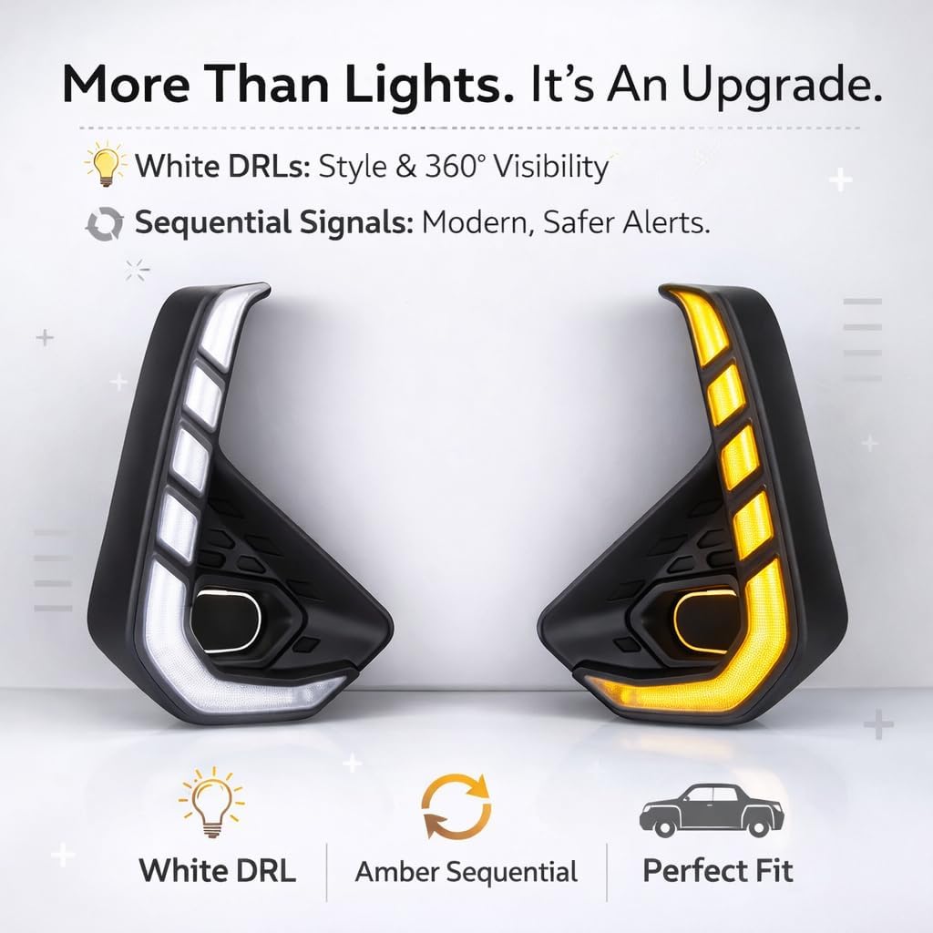 Driving Fog Spot Lights fit for 2024 2025 Toyota Hilux Revo Accessories with LED White DRL Daytime Running Lights/Amber Sequential Turn Signal