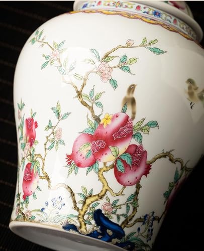 fanquare White Ginger Jars with Lids, Chinese Porcelain Tea Canister, Birthday Peaches Decorative Flower Vase, Ceramic Storage Jar for Tea Coffee Sugar - Cosy Home Interiors fanquare White Ginger Jars with Lids, Chinese Porcelain Tea Canister, Birthday Peaches Decorative Flower Vase, Ceramic Storage Jar for Tea Coffee Sugar - Image 5