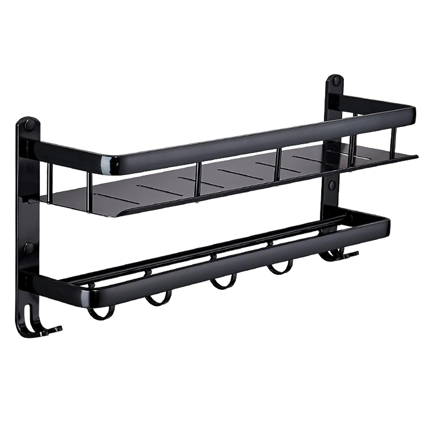 Shower Caddy Bathroom Shelf Bathroom Shelf Wall Mounted with Towel Hooks Modern Floating Shelves with Rail Bathroom Organizer