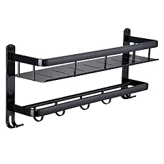 Shower Caddy Bathroom Shelf Bathroom Shelf Wall Mounted with Towel Hooks Modern Floating Shelves with Rail Bathroom Organizer