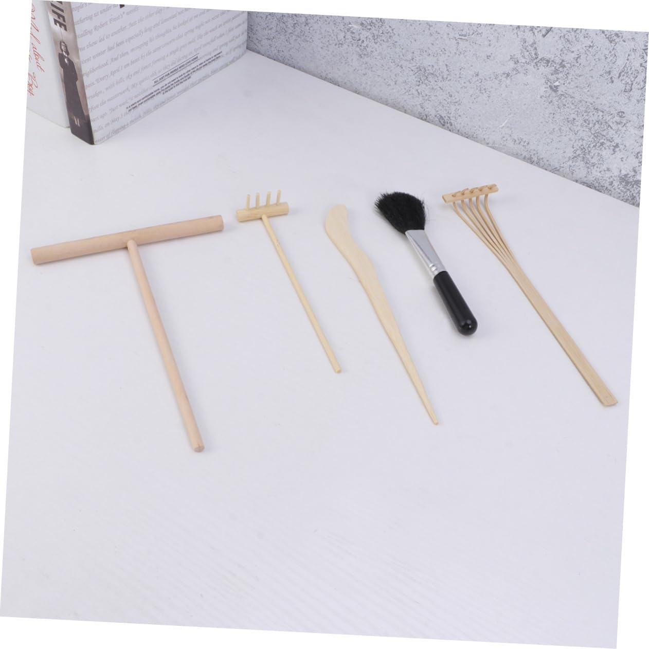 Vaguelly Zen Garden Tool Set 5pc Set Mini Tooth Rake Japanese Style Tooth Rake Microlandschaft Tool Tooth Rake for Microlandschaft Five Piece Set Bamboo Japanese Rake Set