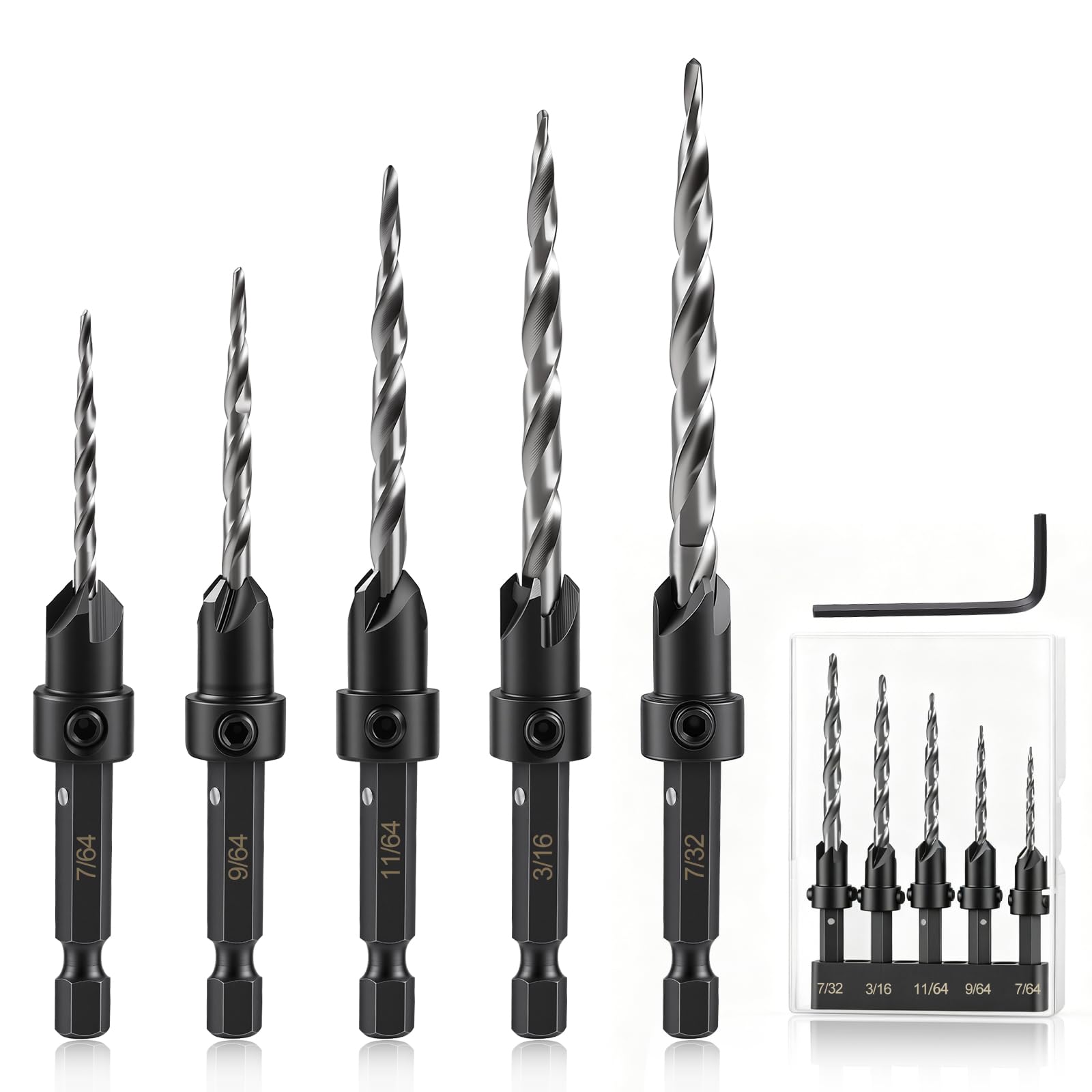 Countersink Drill Bit Set - 5PCS for Woodworking -1