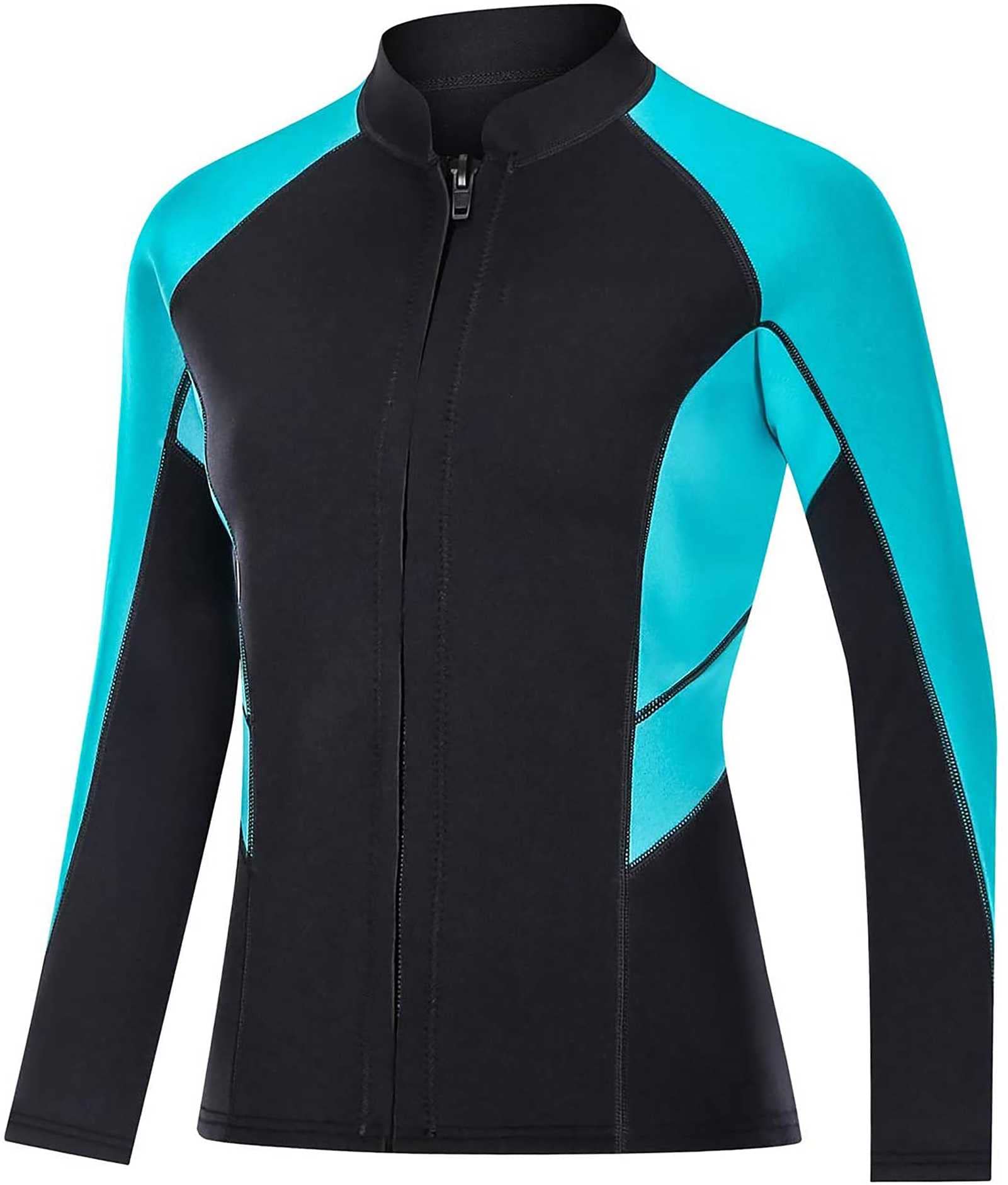 Kurtka Wetsuits dla kobiet 2 mm neoprenowy zamek z przodu długi rękaw surfing pływanie stroje do nurkowania nurkowanie surfing nurkowanie nurkowanie pływanie sporty wodne (czarny M)
