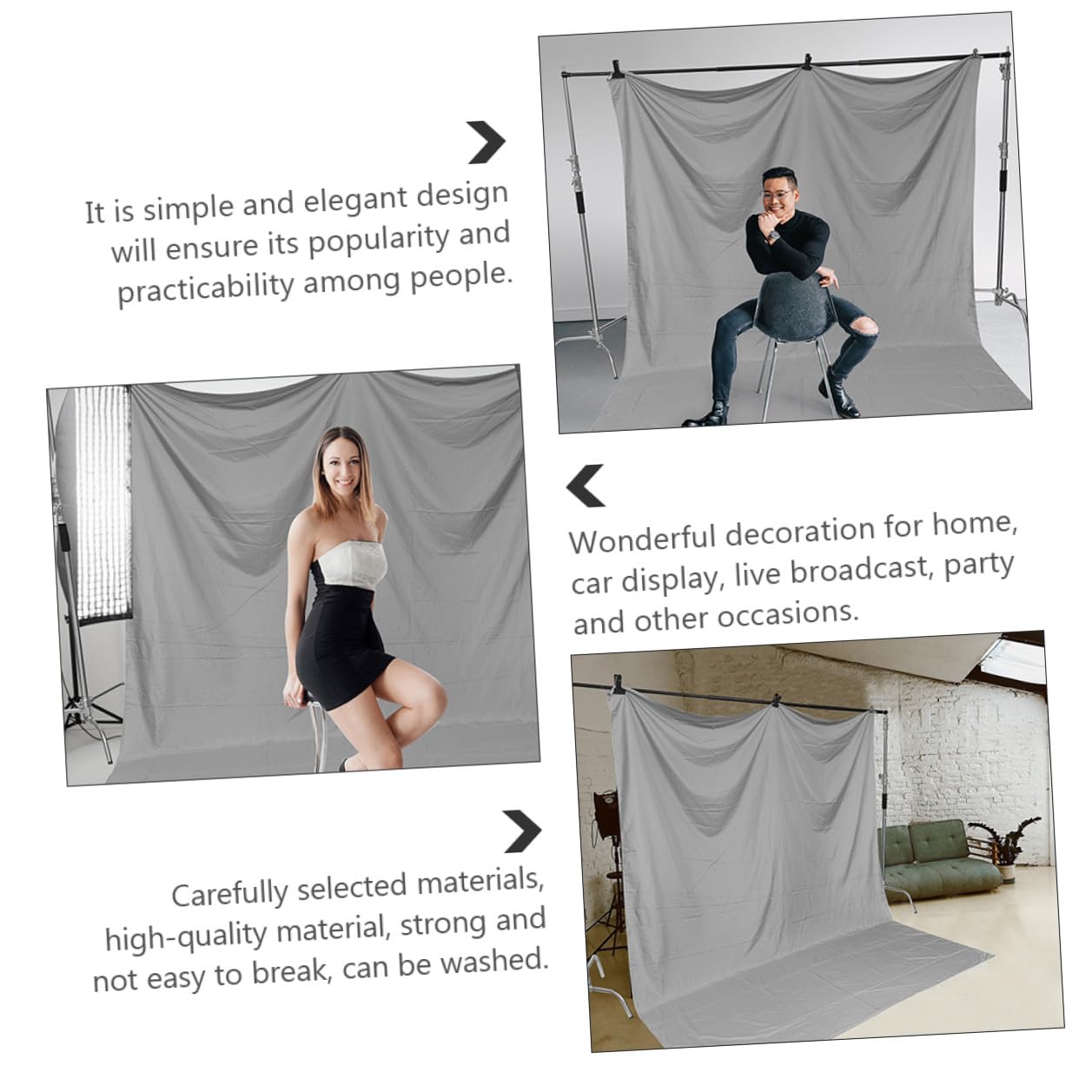 Sfondo Grigio Decorativo Spesso 3X2M per Fotografia Fondale Pieghevole Multiuso per Studio Casa e Feste Telo Resistente e Facile da Trasportare