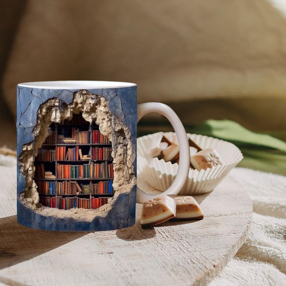 Tasse Bibliothèque 3D | Tasse à Café En Céramique | Cadeau