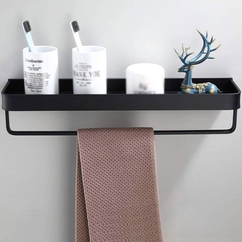 Mensole da Bagno, scaffale a Parete in Acciaio Inox con portasciugamani Integrato (Dimensioni: 50 cm)