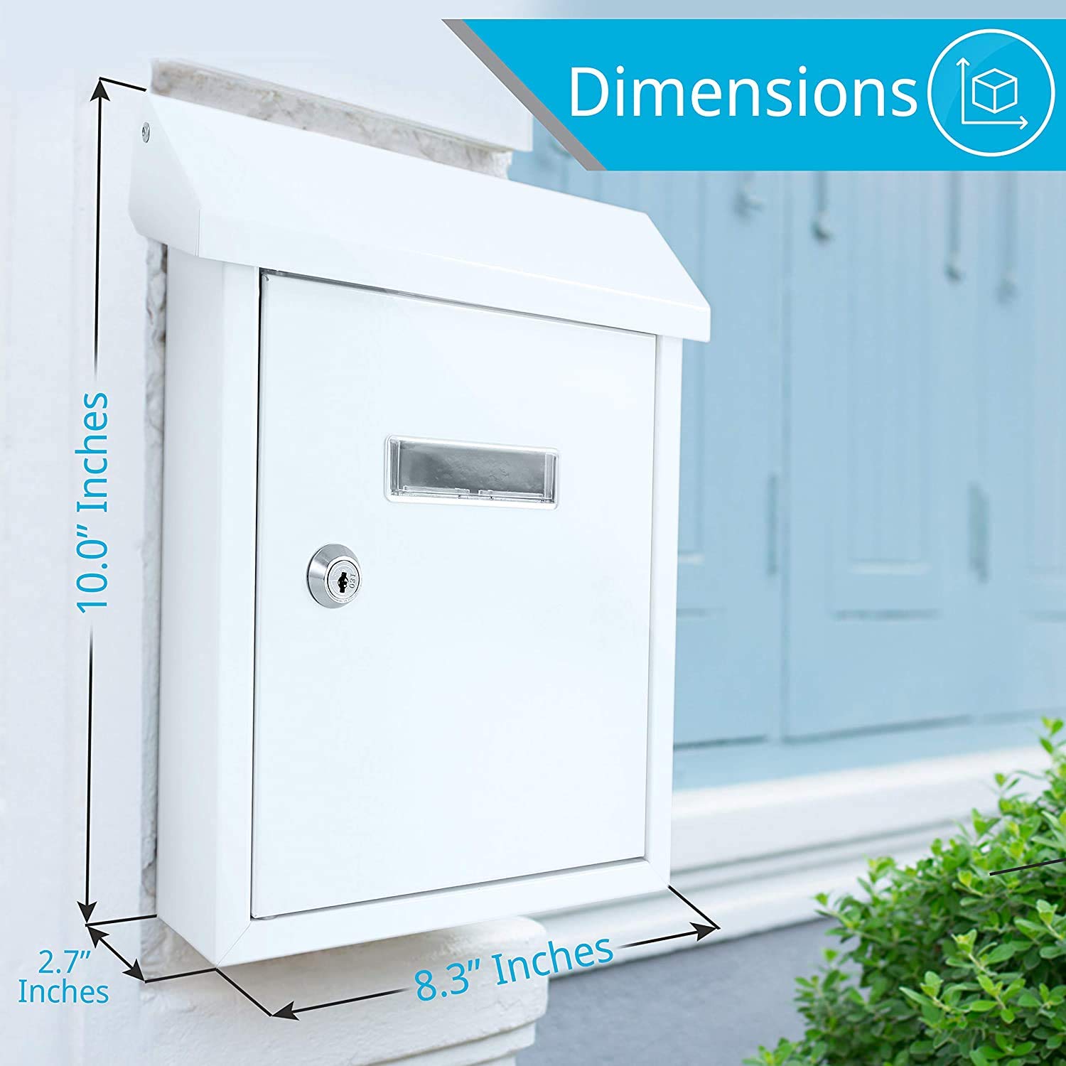 SereneLife SLMAB01.5 Weatherproof Wall Mount Mailbox-Outdoor Galvanized Metal Key Large Capacity - Image 3