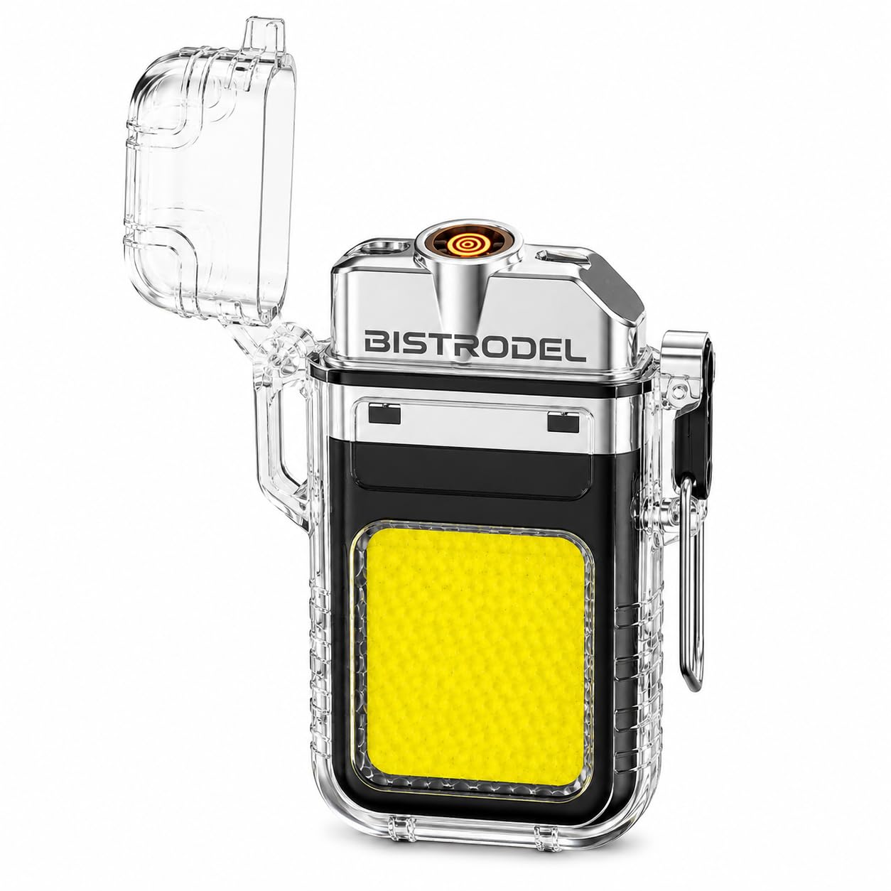 Bistrodel Waterproof USB Rechargeable LED Flashlight Lighter – Transparent Keychain Torch with Plasma Arc, Windproof Flameless Mini Lantern for Outdoor, Camping, Hiking & Survival-image-35