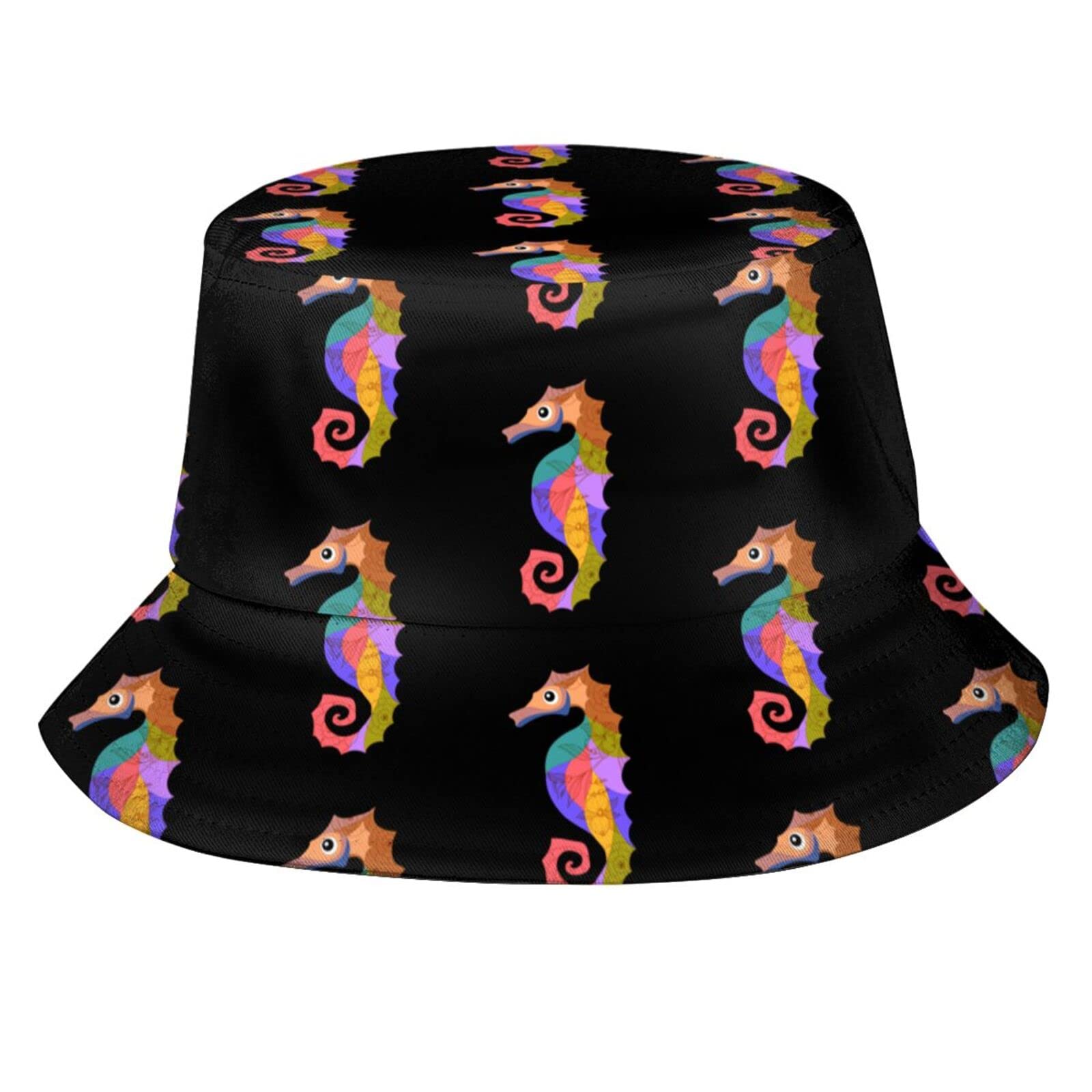 AOOEDM Colorful Seahorse Outdoor Sun Fisherman's hat Bucket Caps Breathable Beach Hats for Men Women