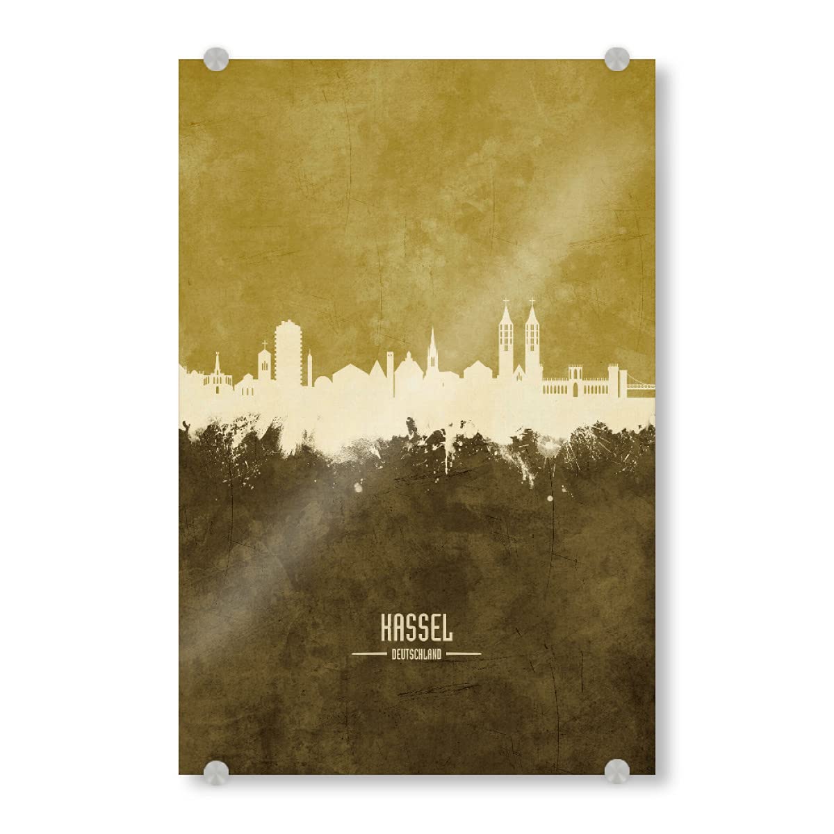 artboxONE Acrylglasbild 60x40 cm Städte Kassel Germany Skyline Brown - Bild Kassel Cityscape Deutschland