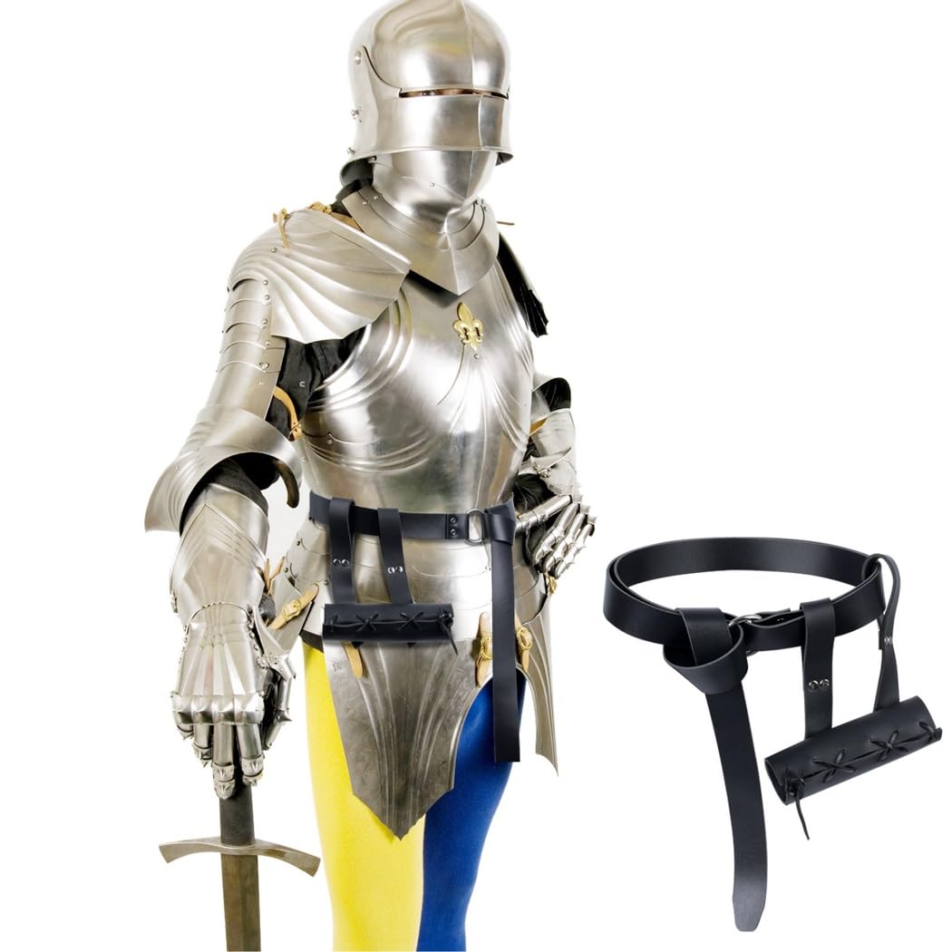 Lot de 2 Holsters Porte épée pour Ceinture de Chevalier, Fourreau en Cuir Style médiéval avec Ceinture réglable, Porte dague Renaissance pour Cosplay Chevalier, Guerrier, Pirate