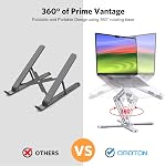 Support d'ordinateur portable OMOTON pliable à rotation 360° pour bureau, support d'ordinateur ajustable pour travail collaboratif, rangement facile, support en aluminium adapté à tous les ordinateurs portables jusqu'à 16 pouces (argent)