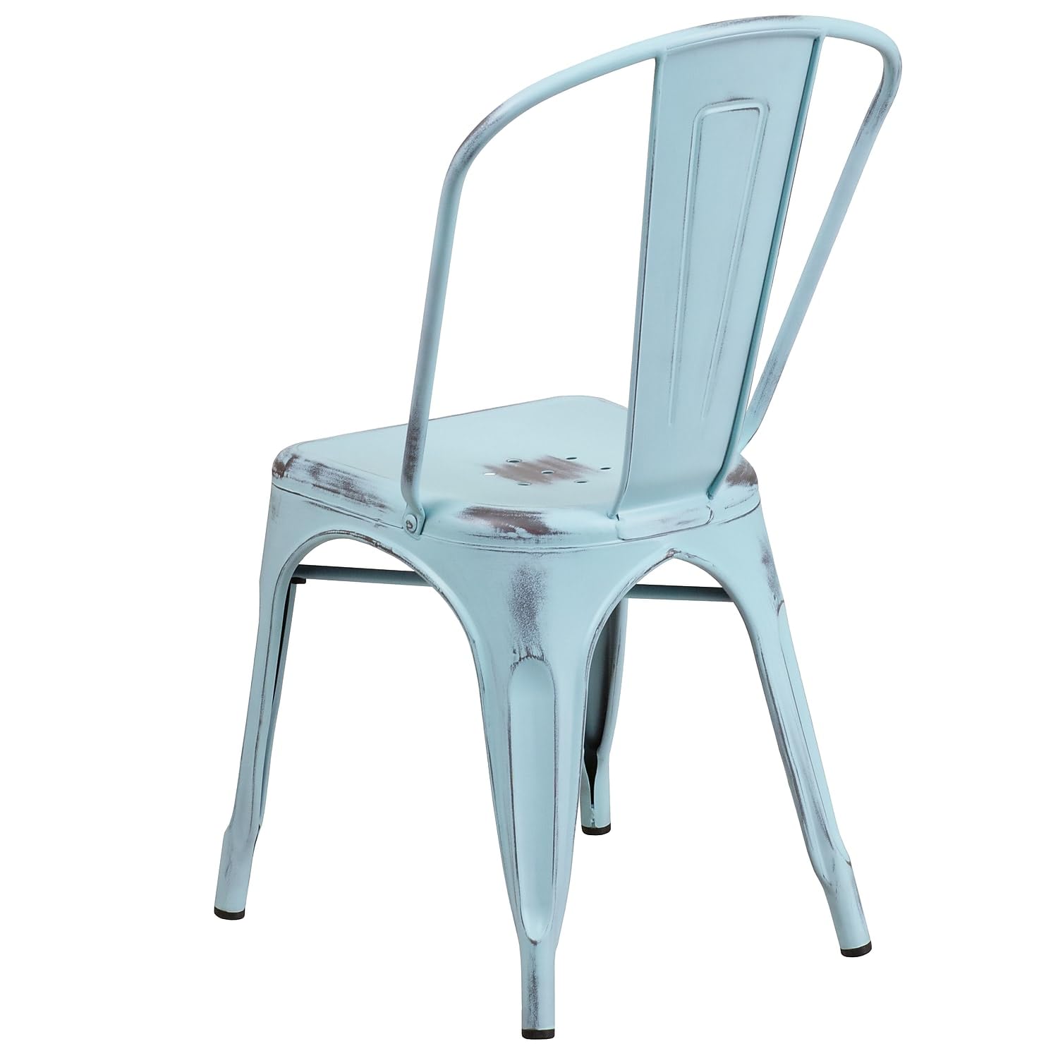 Flash Furniture Lot de 4 chaises en métal Vieilli, Vert/Bleu