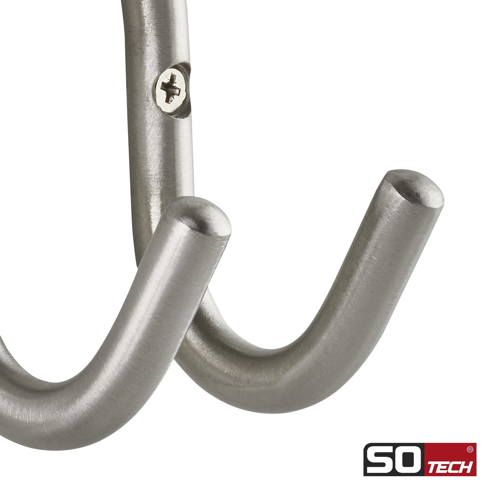 SOTECH Juego de 5 percheros FARA 88 x 51 mm, auténtico acero inoxidable cepillado, ganchos para ropa, ganchos para pared, ganchos para chaquetas
