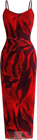 PRETTYGARDEN Summer Wedding Guest Dresses for Women 2025 Spaghetti Strap Mesh Bodycon Beach Floral Maxi Long Dresses