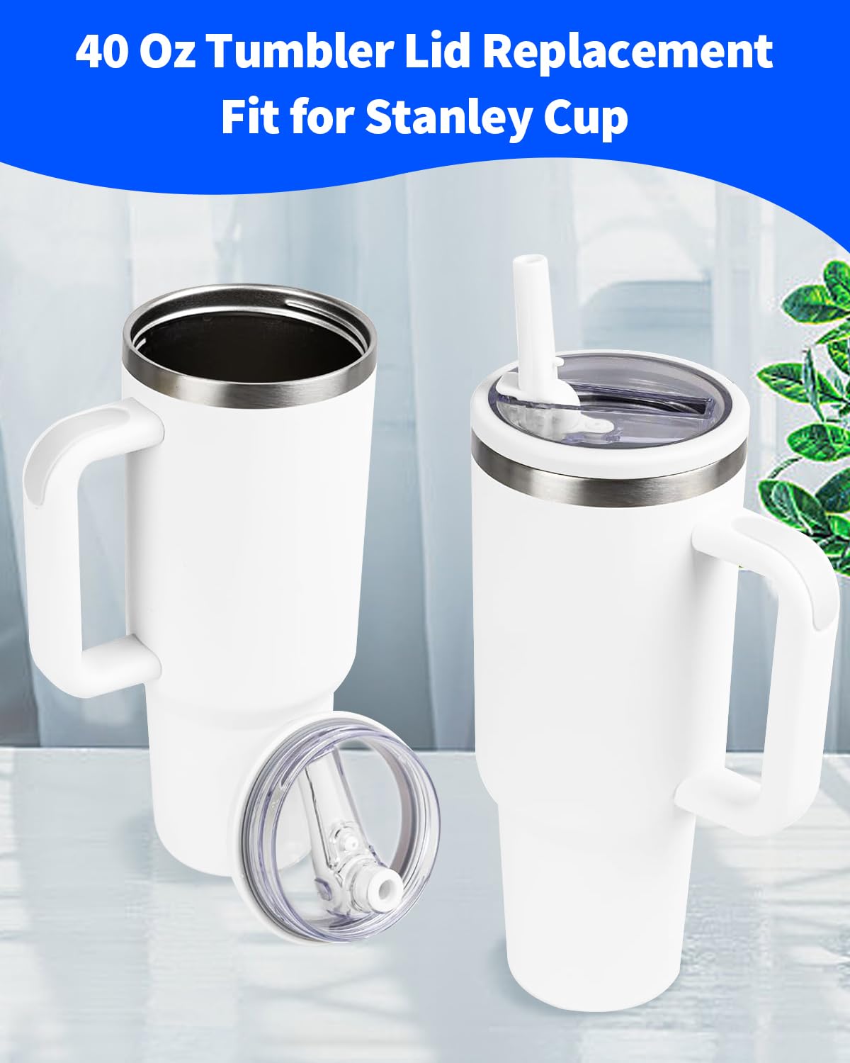 Confezione Da 2 Coperchi Di Ricambio Per Stanley Quencher 1,18L - A Tenuta Stagna Con Cannucce, Nero
