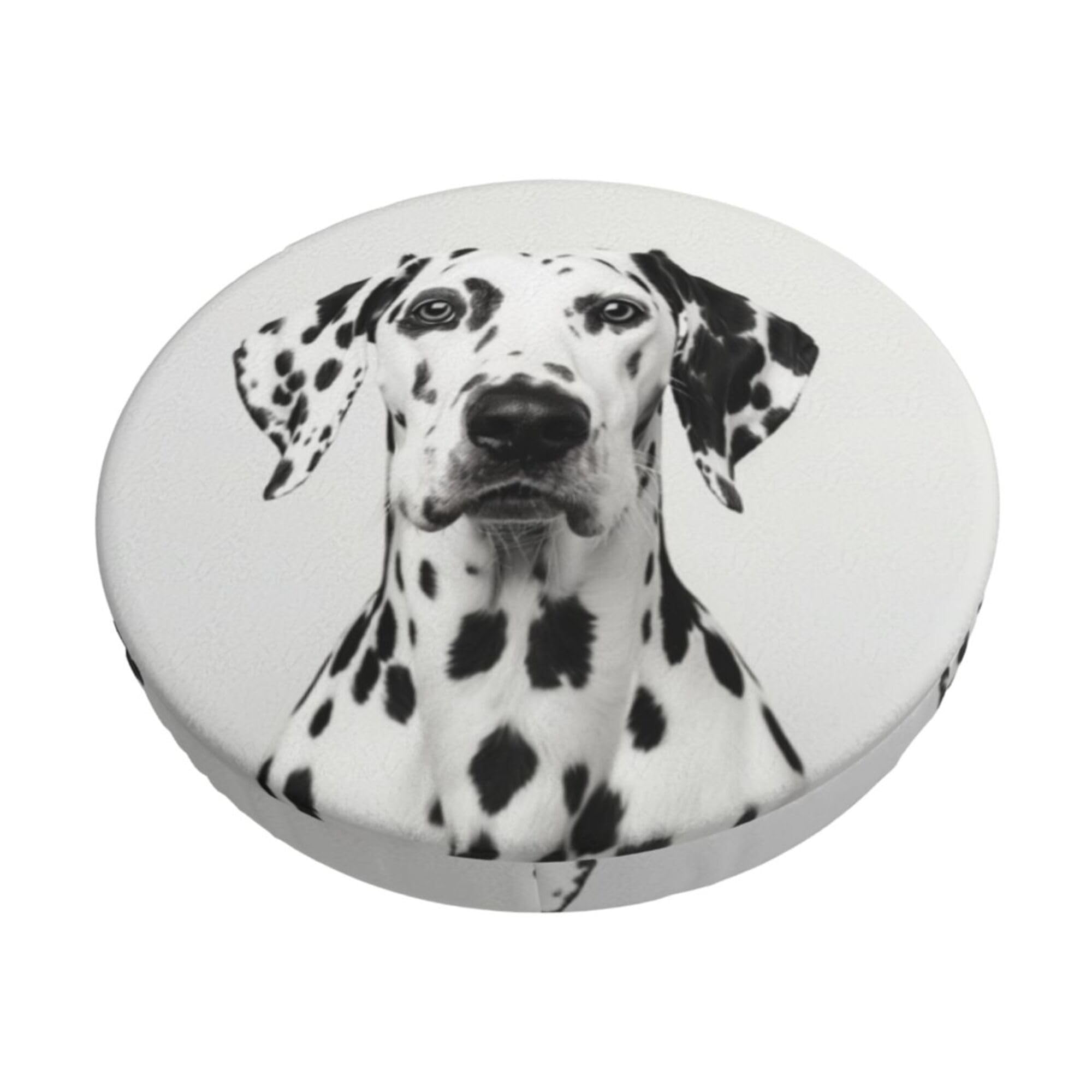 Velvet Round Stool Covers, 3 Layers Round Stool Cushion Slipcover with Thin Pad, White Black Purebred Dog Stool Seat Covers Round Anti-Slip Bar Stool Seat Covers for 12-14" Round Chair