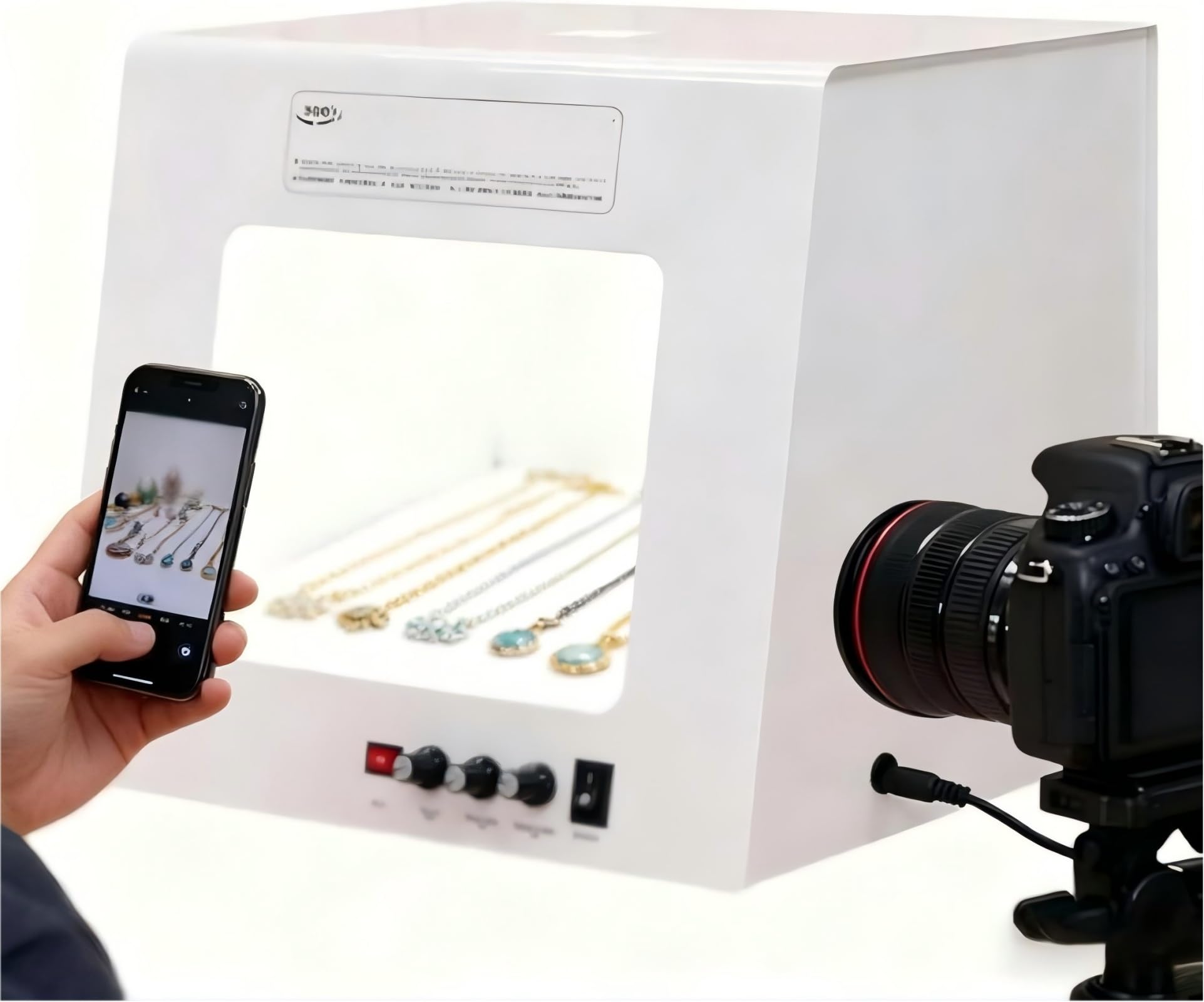 Obracająca się o 360° podświetlana kaseta fotograficzna, namiot do strzelania biżuteryjnego o regulowanej jasności, elektryczny gramofon Photo Studio Softbox na biżuterię