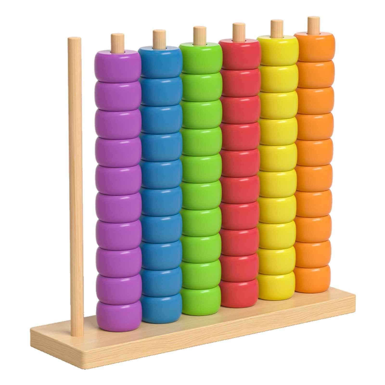 2 Juegos Color Stacking Beads Juguetes Apilables Madera Educativas Desarrollo Motricidad Fina Adecuado para Niños Fiestas Decoración Hogar Apr, Style B