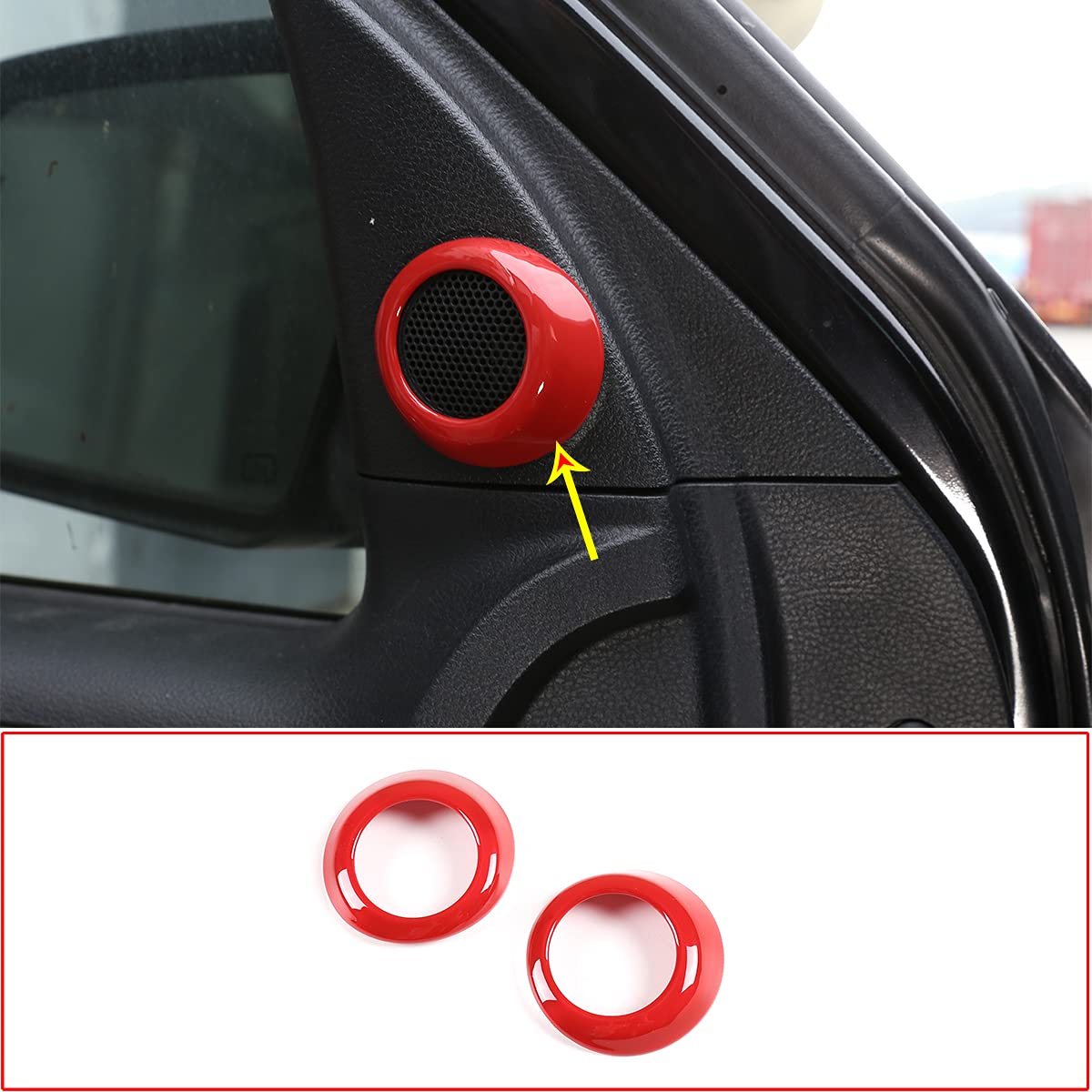 LLKUANG ABS for Toyota Tundra 2014-2021 Car Door Audio Tweeter Speaker Cover Horn Decoration Ring for Toyota Sequoia 2007-2021 Accessories