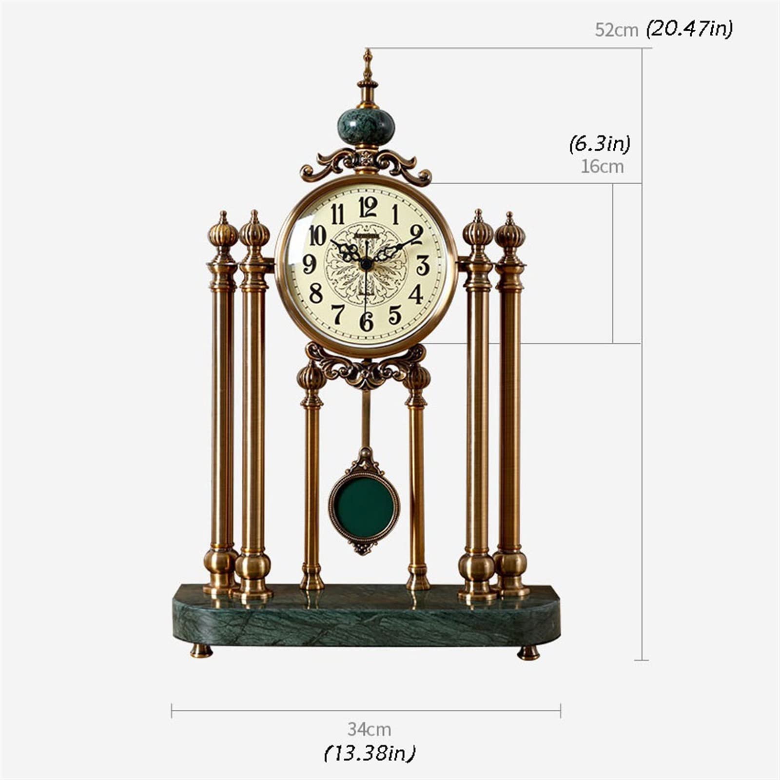 Tischuhr Luxus-Schwenkuhr, Wohnzimmer, Veranda, Dekoration, Uhr, Ornamente, große stille, Marmorsockel