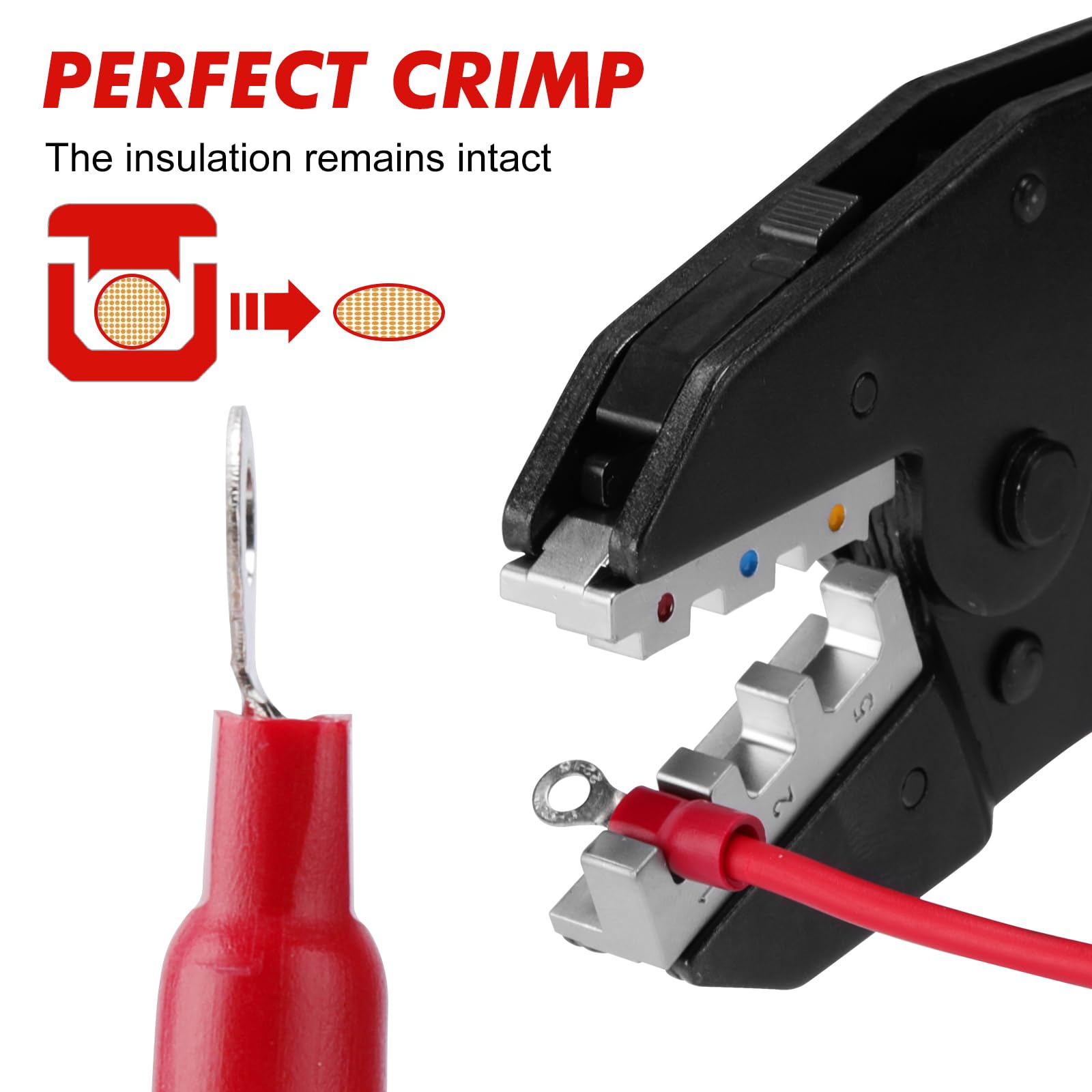 CASOMAN Kit de herramientas de crimpado 6 en 1 y juego de pelacables, 6 tamaños de mandíbula intercambiables, herramienta de crimpado de alambre multiusos, ideal para crimpado, cableado, encogimiento