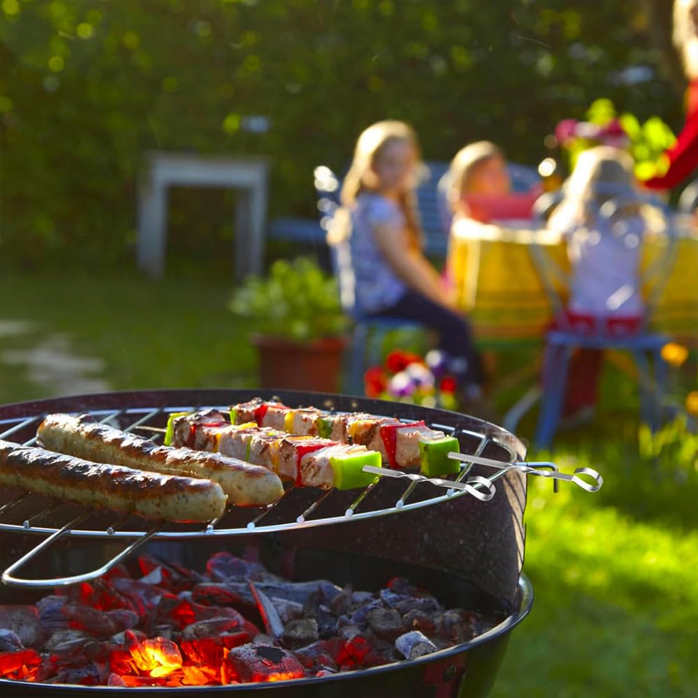 Avilia Barbecue Tondo 44x76x76cm con Griglia Rimovibile 39cm, Acciaio Inox, Manici Pieghevoli, Facile da Trasportare e Riporre, Sicuro e Resistente