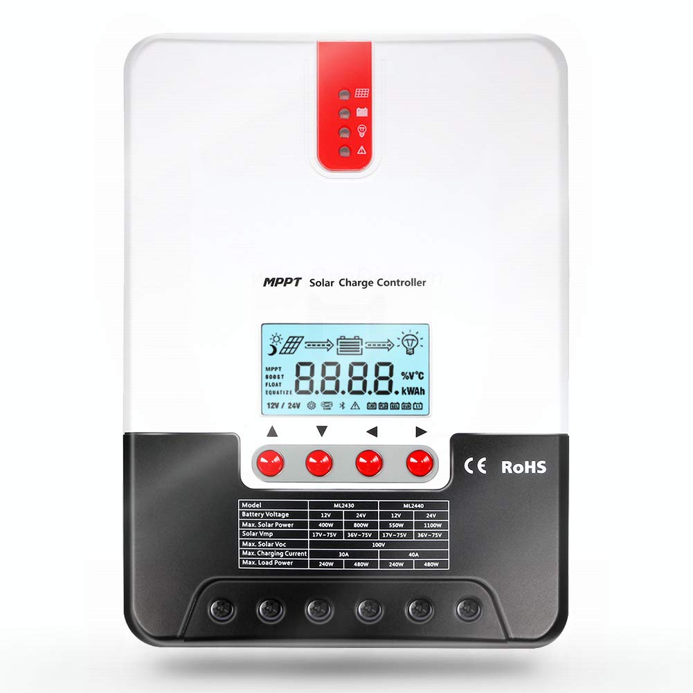 EPEVER 30A MPPT Solar Charge Controller ML2430 12V/24V Auto With LCD Display for Solar Battery/Lithium Battery Charging