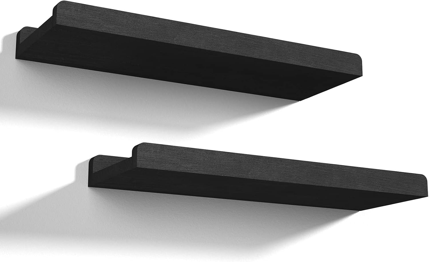 Love-KANKEI Floating Shelves Wall Mounted Set of 2, 17 Inch Rustic Wood Wall Shelves for for Storage, Bedroom Living Room Bathroom Kitchen Office and More Black Black 17 inch