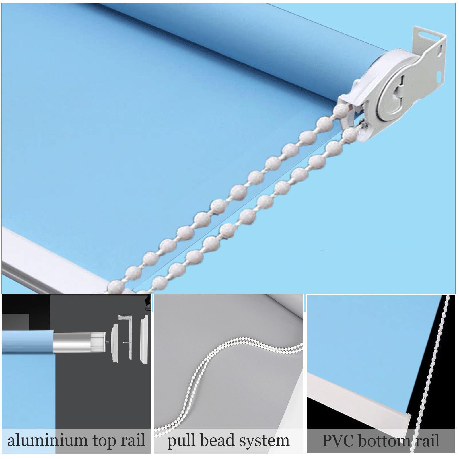 Tende a Rullo Oscuranti, Tenda Avvolgibile Termica 45/60/80/105/120cm, Tende a Rullo Per Finestre Protezione Solare, Persiane Oscuranti Resistente Uv, Persiane Privacy,blue-105x130cm/41 * 51in