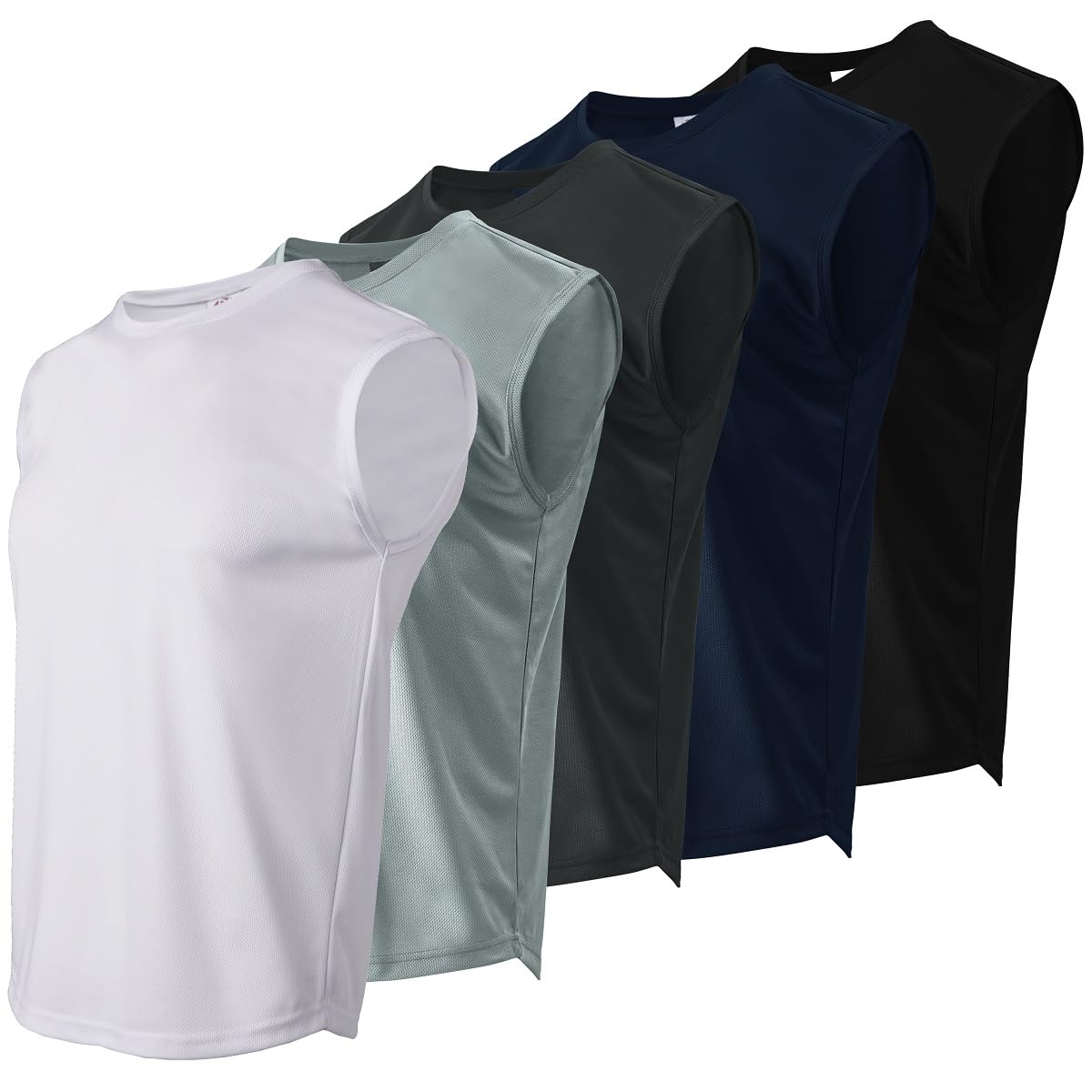 Facitisu Camisetas sin Mangas para Hombre, atléticas, Camisetas sin Mangas, para Entrenamiento, Secado rápido, para Gimnasio, Paquete de 5-B, Small