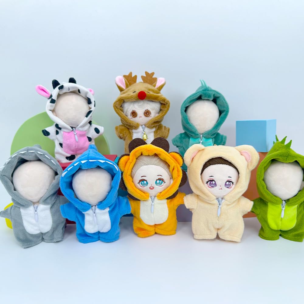 niannyyhouse Tutina in peluche da 10 cm, a forma di dinosauro, squalo, tutina morbida, accessori per vestire (grigio-2)