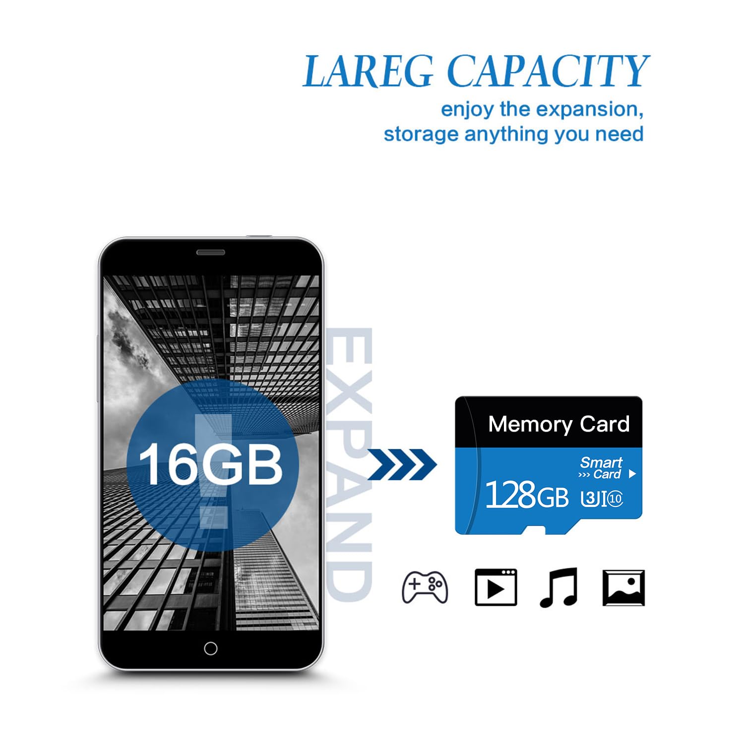 2er-Pack 128GB MicroSD Speicherkarte Class 10 UHS-I U1 A1 mit Adapter