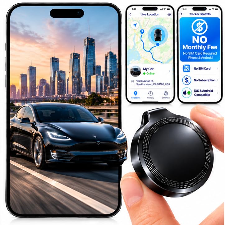 GPS Tracker for Vehicles, Cars, Kids, Pets, and Motorcycles Real-Time Location Tracking, No Monthly Fee, No Subscription, for Car, Dog, Elderly, and Personal Use Compatible with Android and iOS