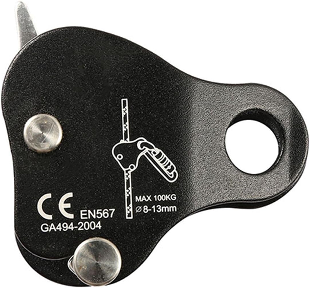 Climbing Rope Grab, High Strength Self Locking Safety Protective, Climbing Ascender Fall Protection Belay Device Climbing Rope Grip Clamp for Rock Climbing Mountaineering(Black)