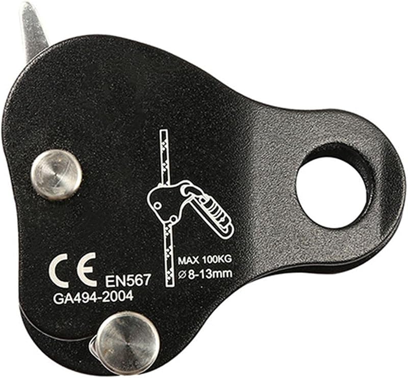 Climbing Rope Grab, High Strength Self Locking Safety Protective, Climbing Ascender Fall Protection Belay Device Climbing Rope Grip Clamp for Rock Climbing Mountaineering(Black)