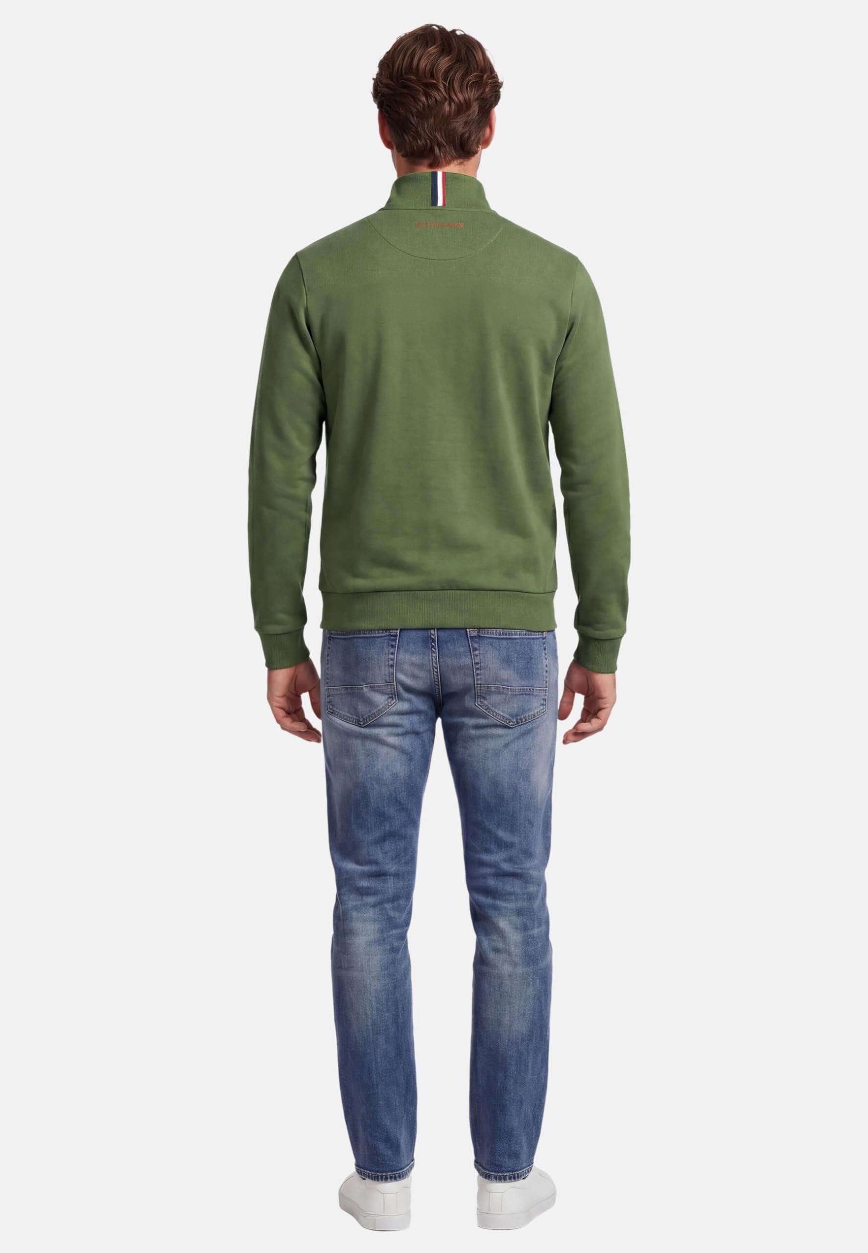 U.S. POLO ASSN. Męska bluza (S-3XL) ze stójką, kieszeniami i zamkiem błyskawicznym, długim rękawem P018