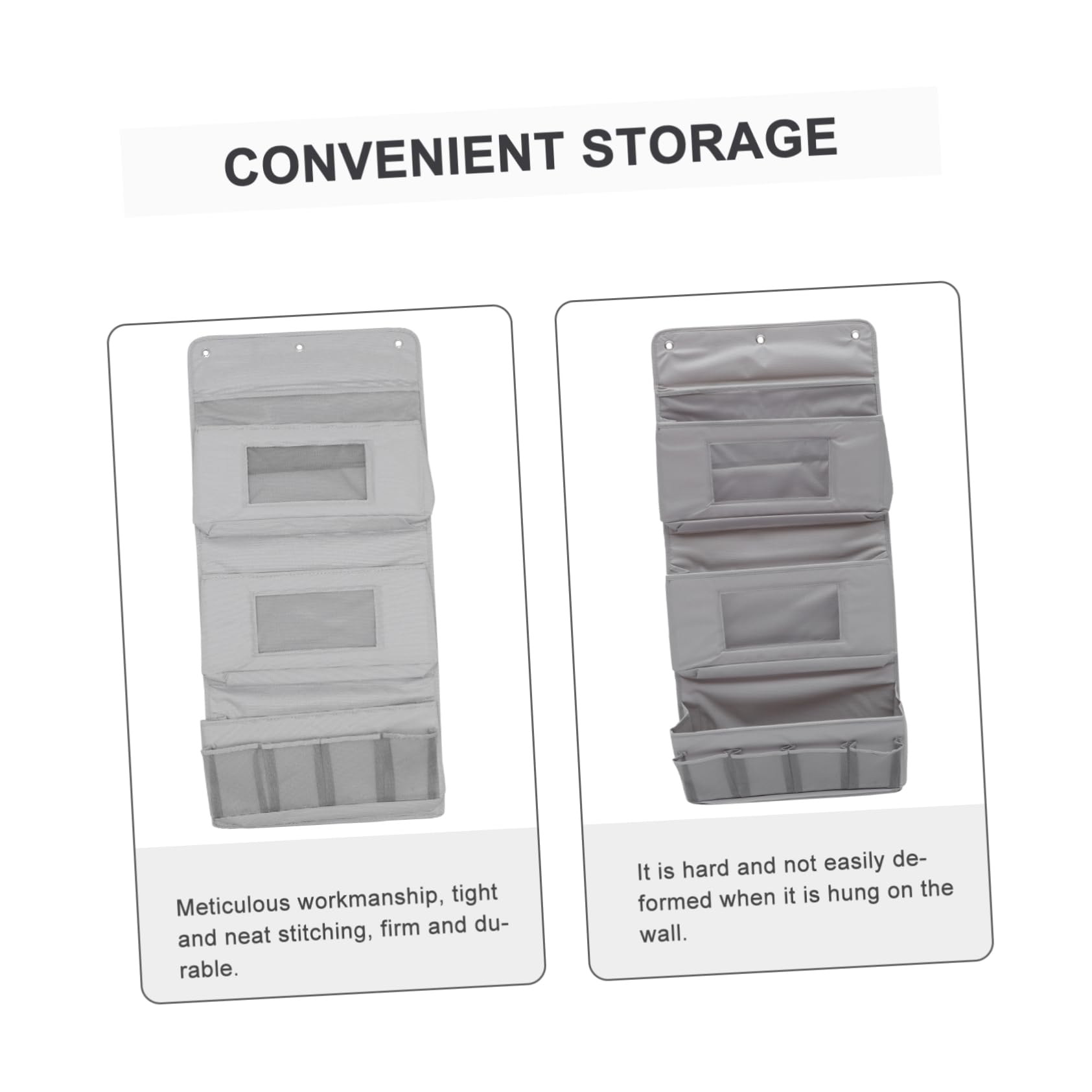 Cabilock 1Set Creative Wall Mounted Hanging Storage Pouch Large Capacity Sundry Bag with Punch Hooks Practical Organizing for Dorm Rooms and Bedrooms Stylish Grey Design