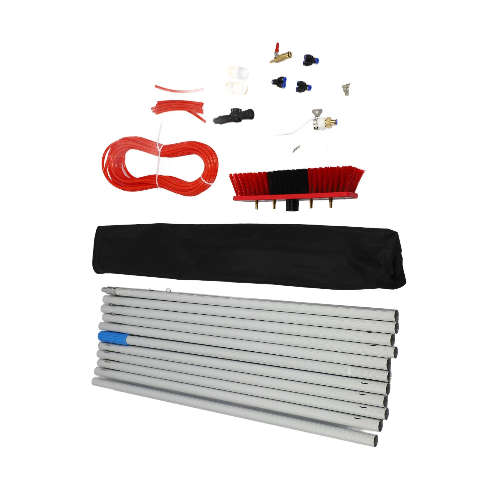 FLEXMAN Set di Pennelli per Pulizia del Pannello Solare, Kit di Pulizia Delle Finestre con Palo Lungo, Detergente per Finestre All'Aperto, Kit Polare Alimentato con Acqua Telescop